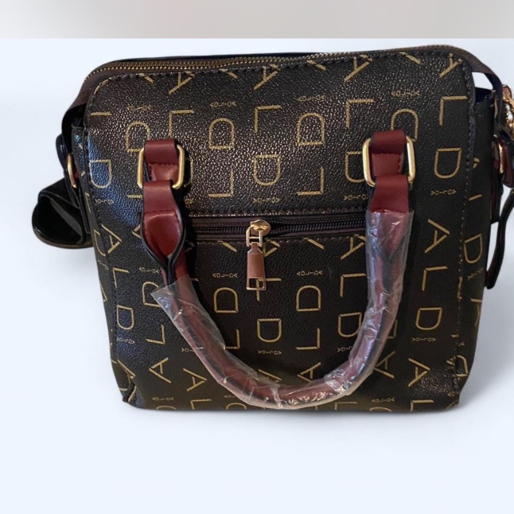 Structured Black and Gold Hobo Bag with Geometric Design